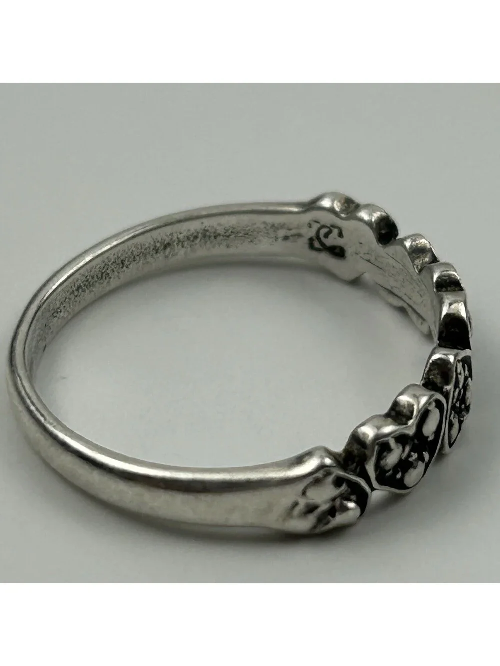 Boho Sterling Silver Multi Heart Stack Ring Size 6.5 Vintage Marcasite READ #111